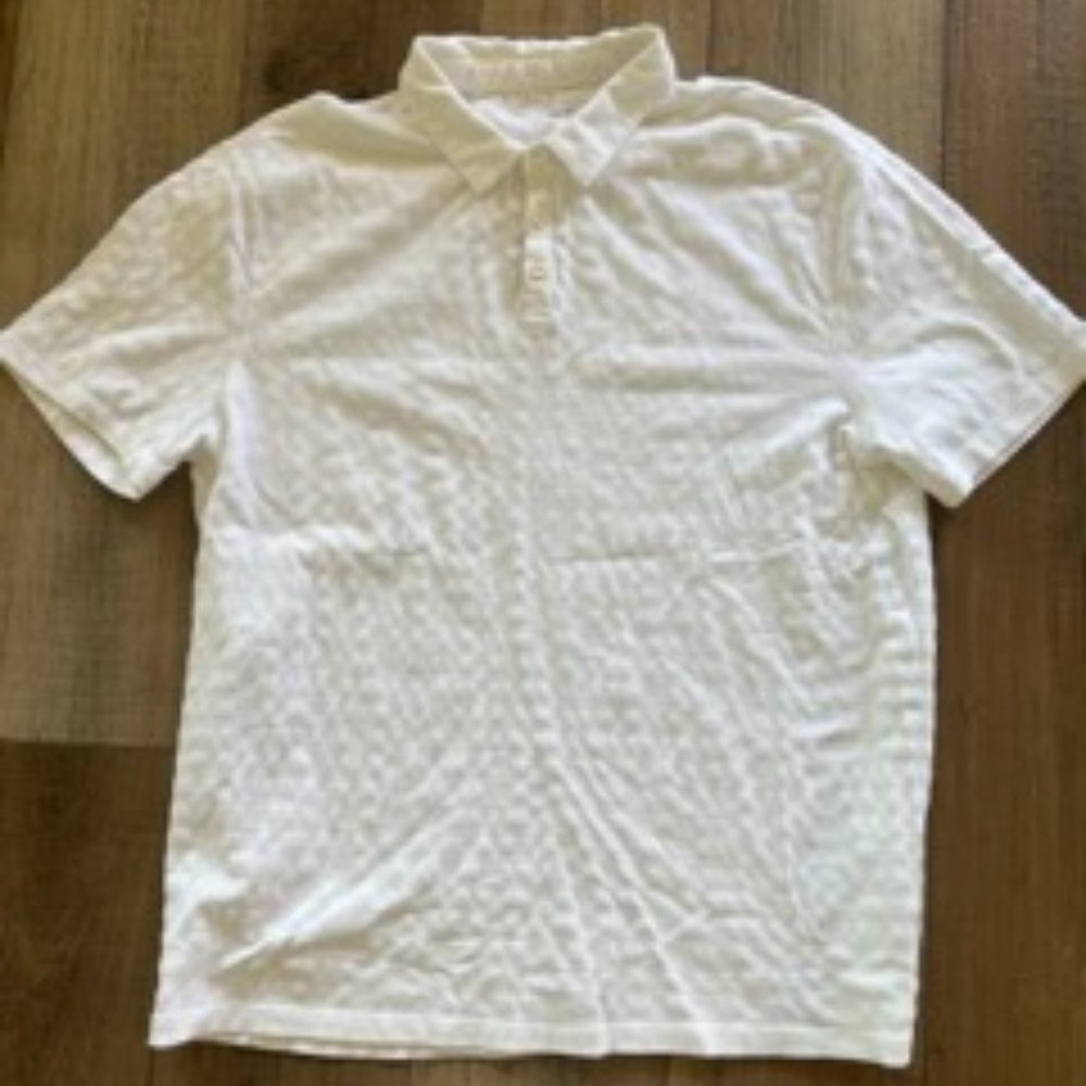 John Varvatos Textured Short Sleeve White Polo XL